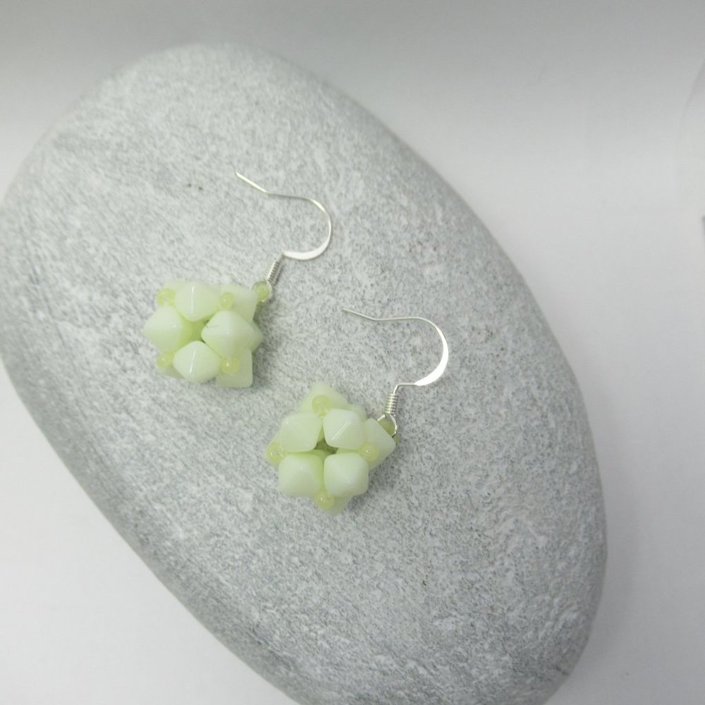 Czech Uranium glass beaded bead earrings - Picture 7 of 15